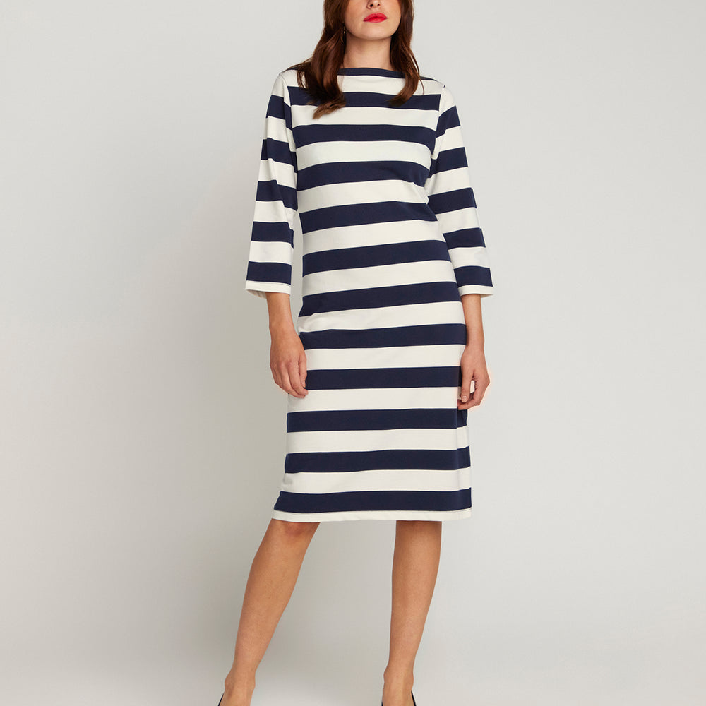 The Françoise Navy and Cream Stripe Dress