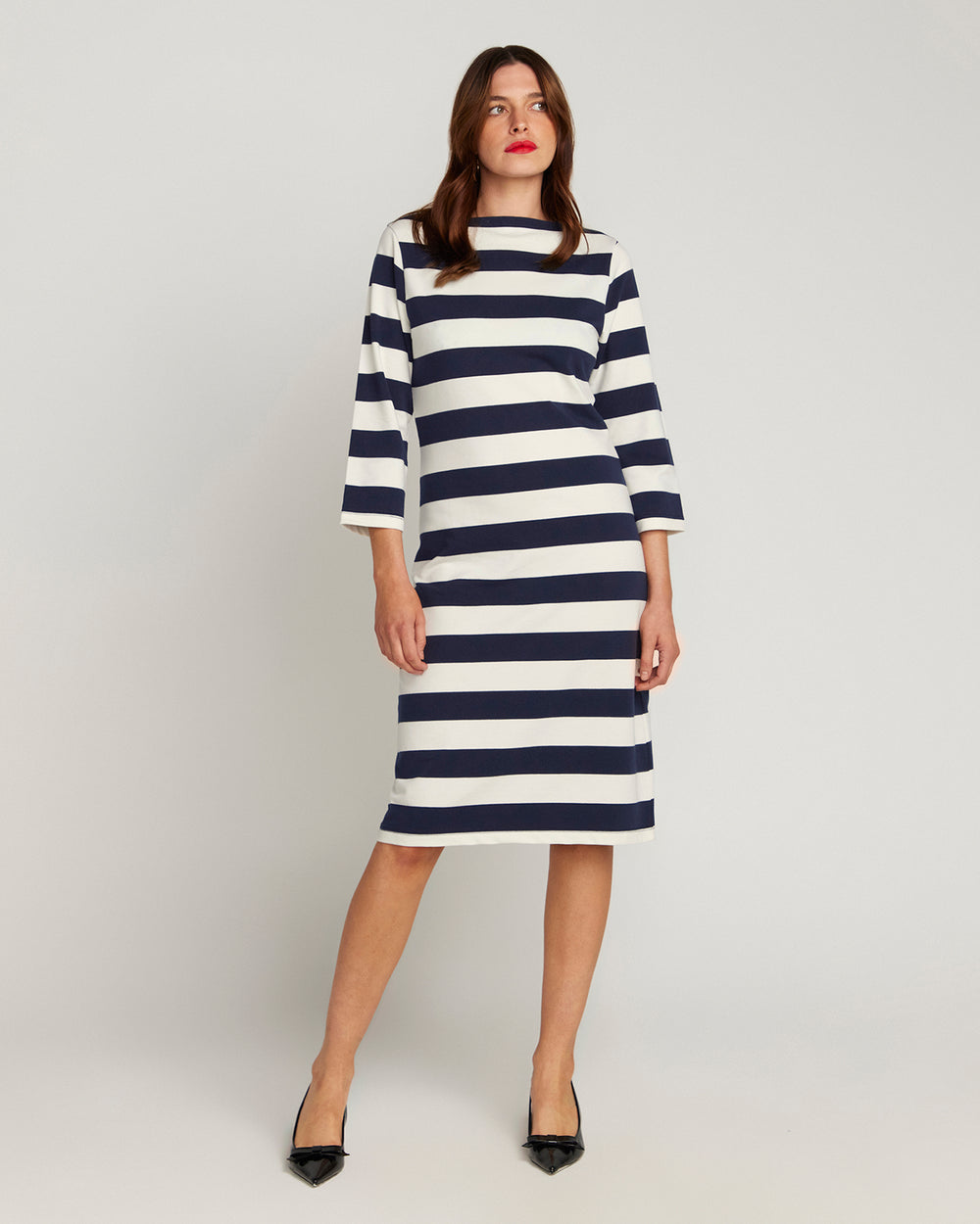 The Françoise Navy and Cream Stripe Dress