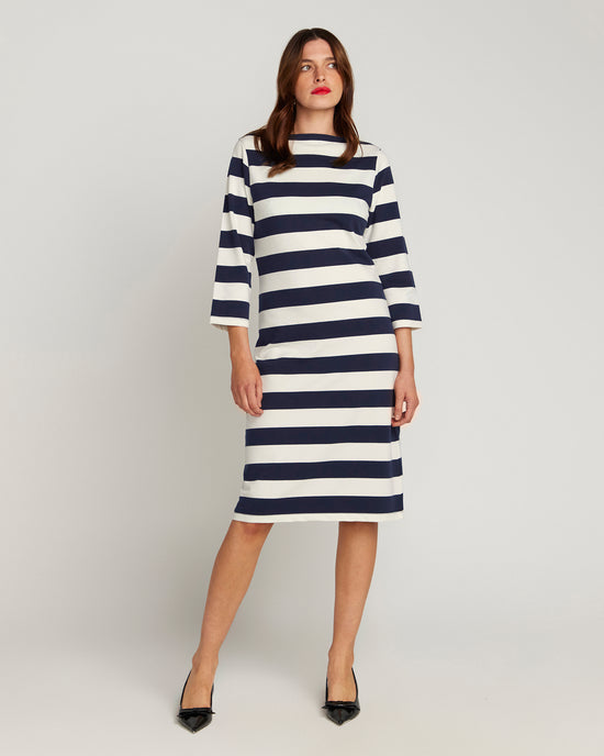 The Françoise Navy and Cream Sweat Dress