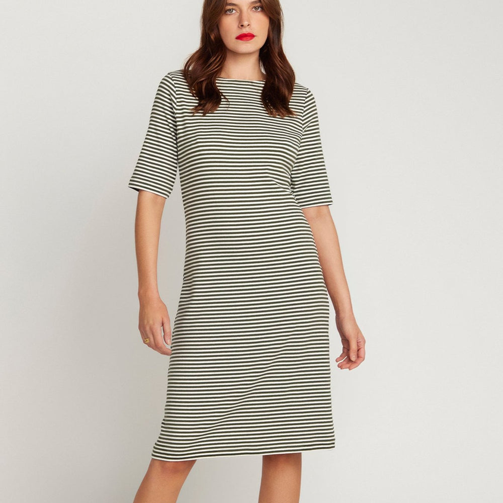 
                      
                        L'Été Olive and White Stripe Summer Dress
                      
                    