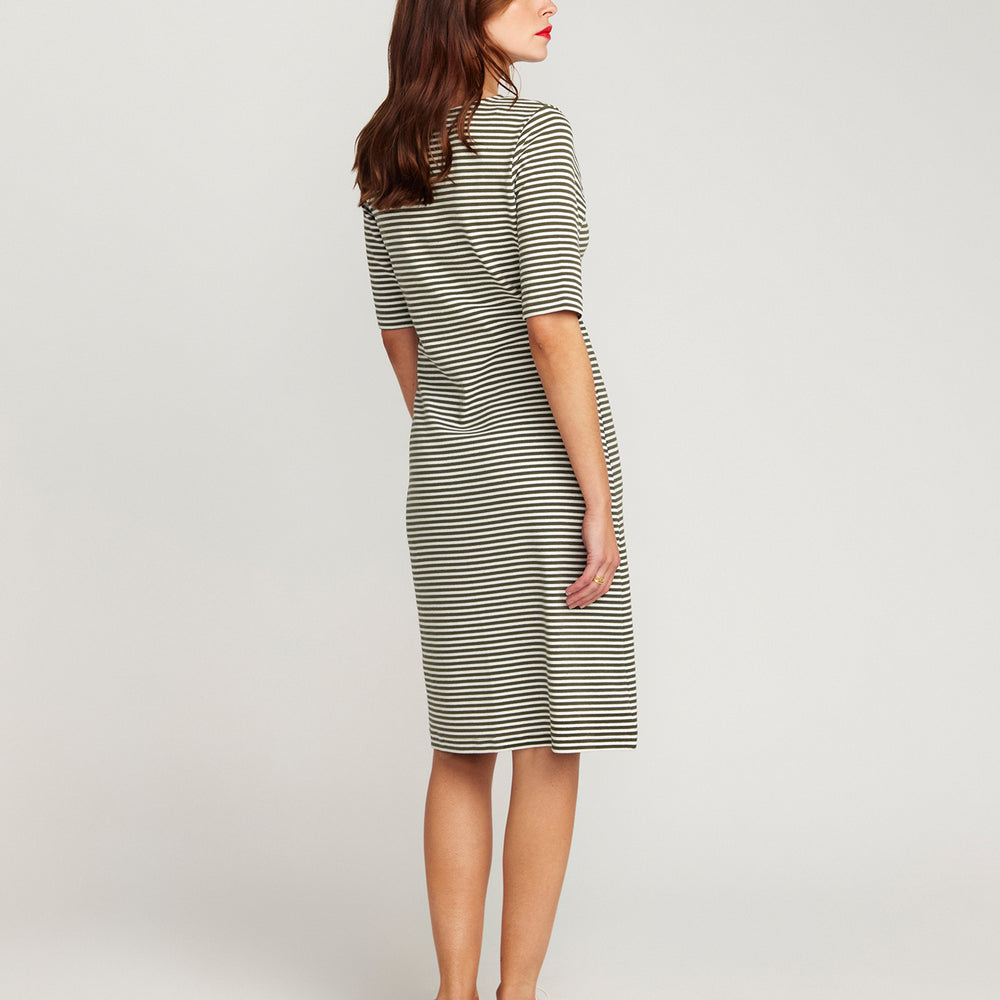 
                      
                        L'Été Olive and White Stripe Summer Dress
                      
                    