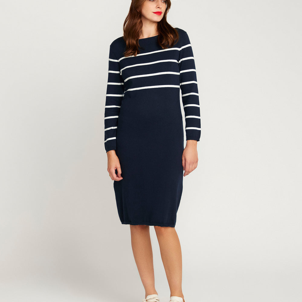 Agathe Cotton and Cashmere Knit Dress - Navy Blue