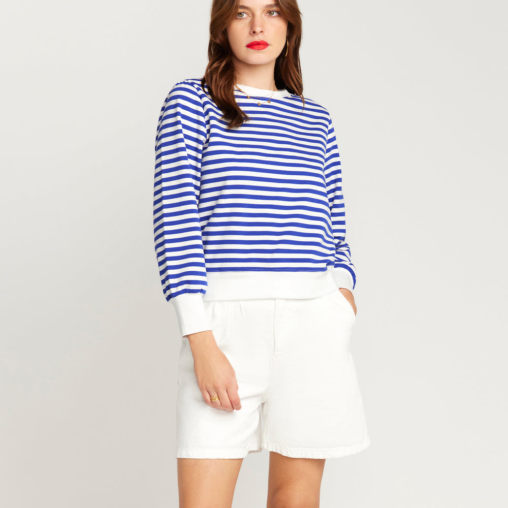 La Camille Breton Stripe Top - Royal Blue