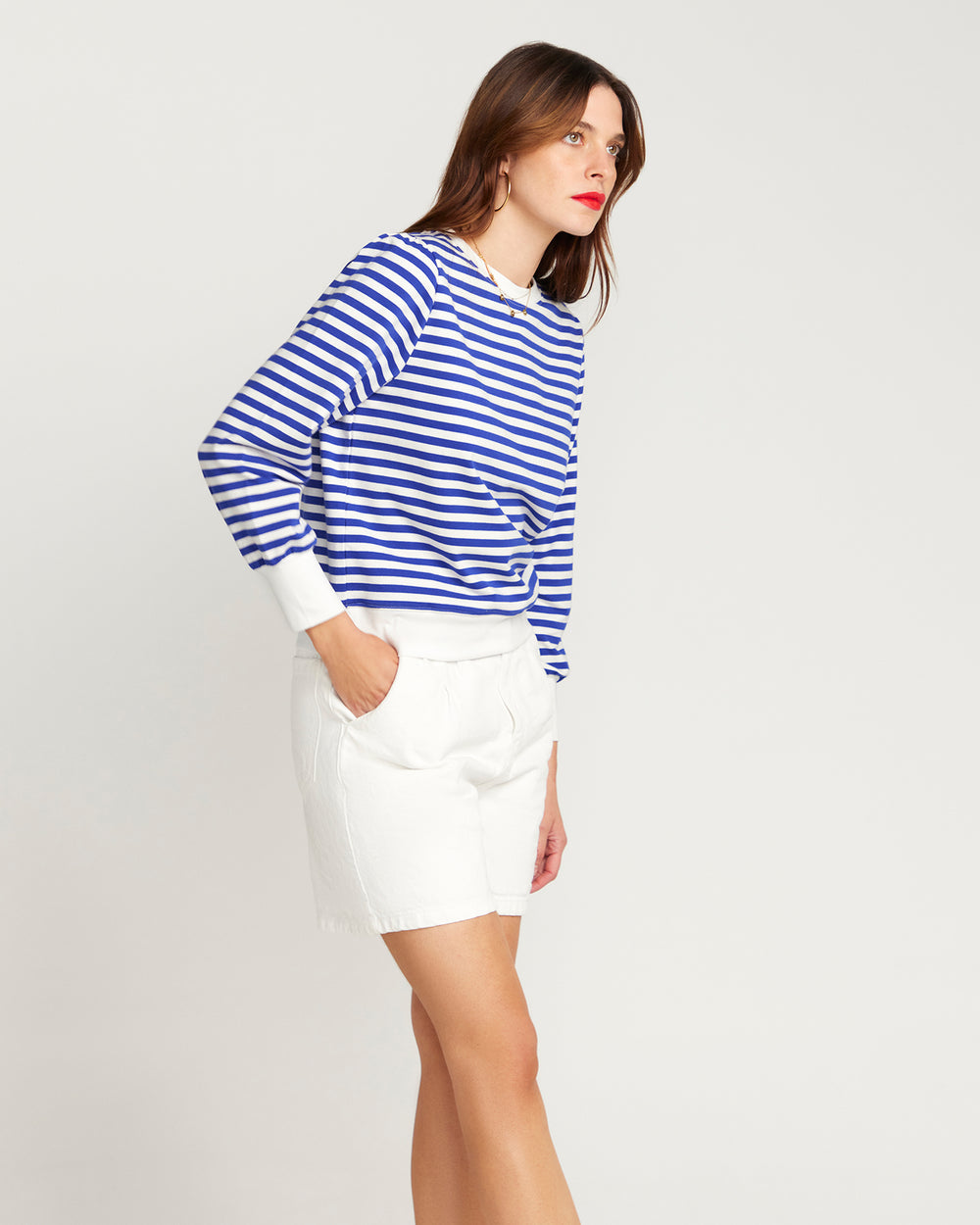 La Camille Breton Stripe Top - Royal Blue