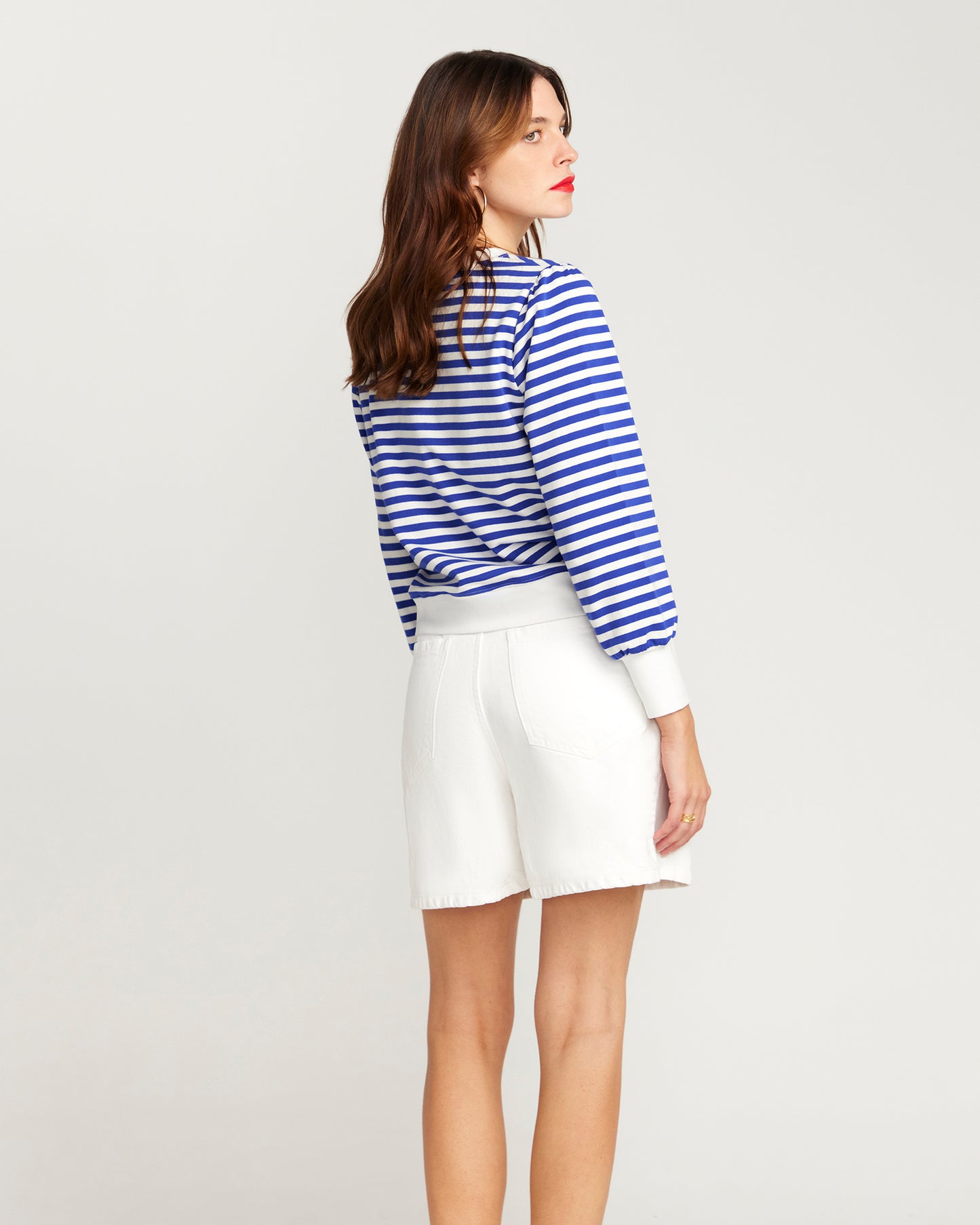 La Camille Breton Stripe Sweat Top - Royal Blue