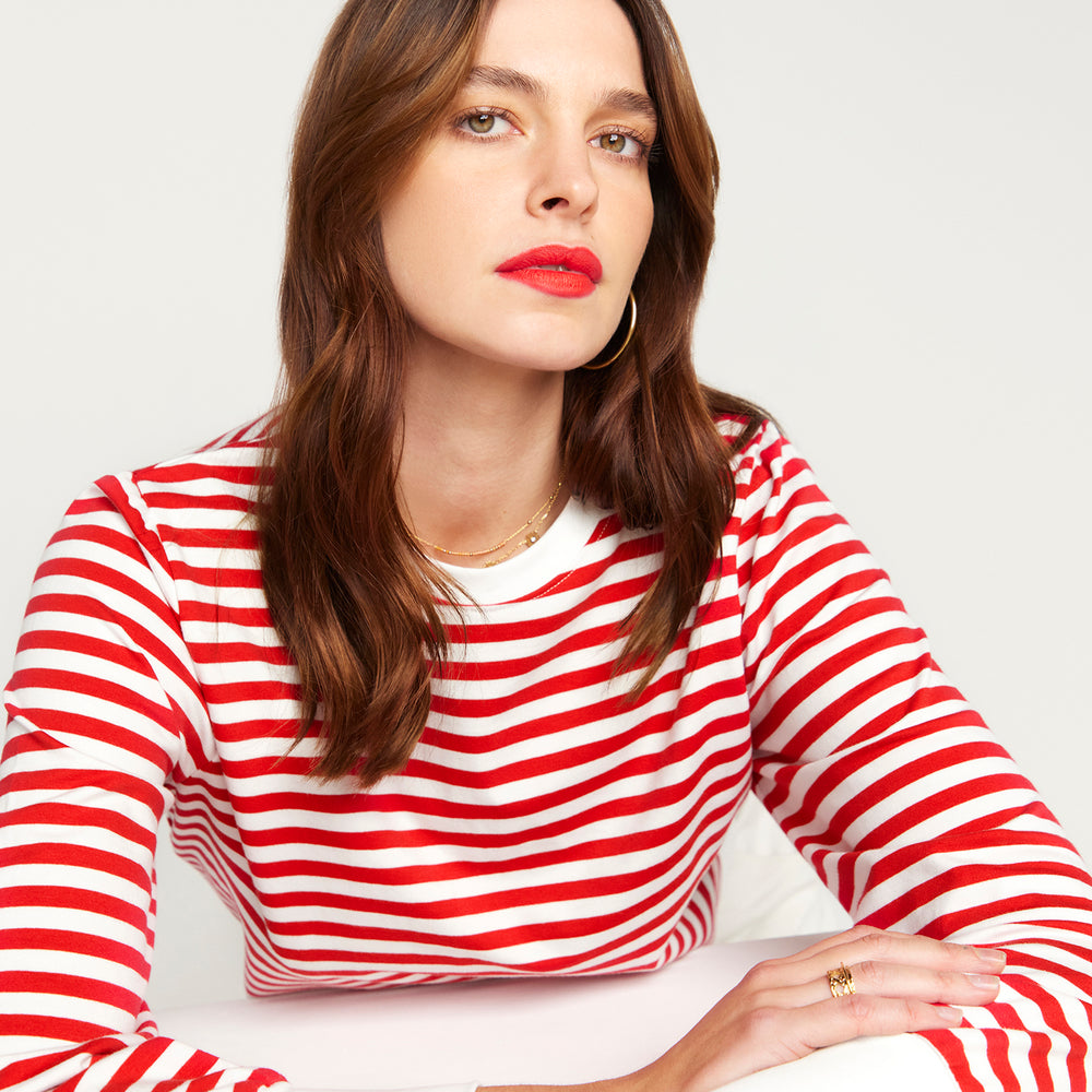 
                      
                        La Camille Breton Stripe Top - Red
                      
                    