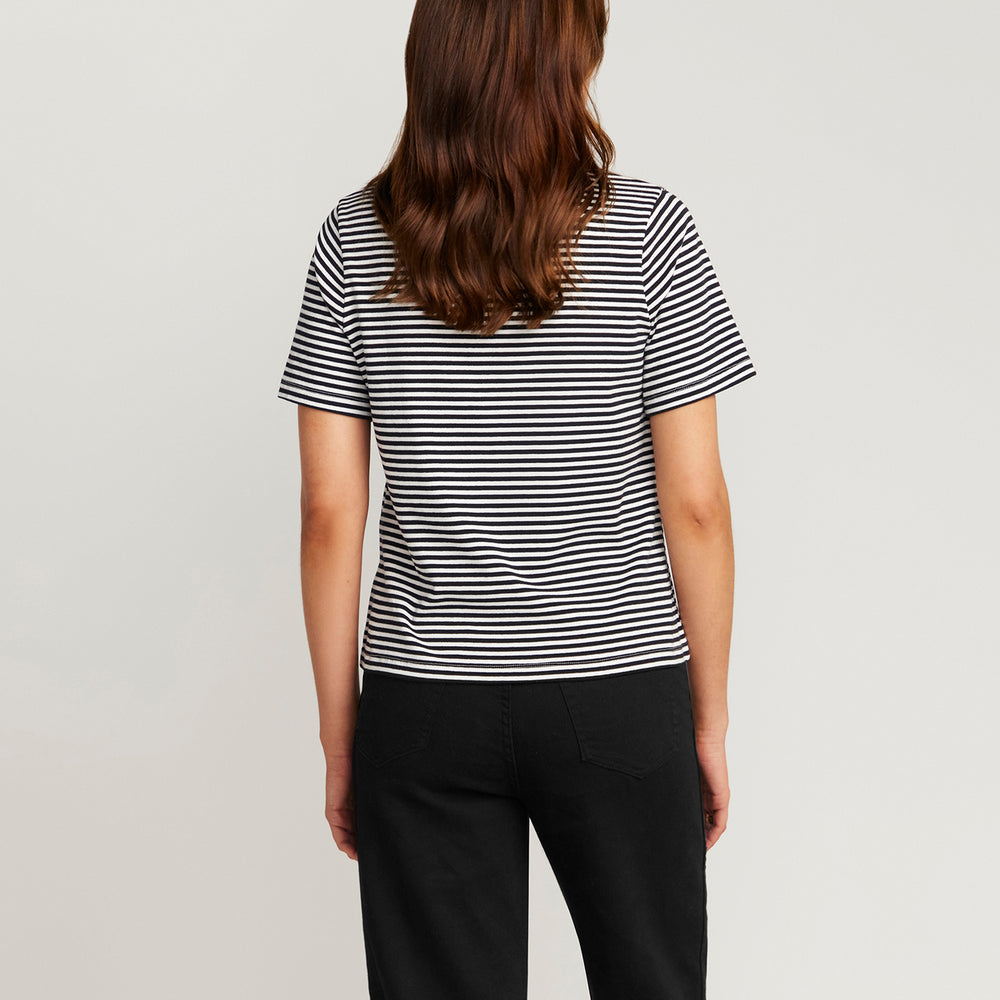 
                      
                        Black and white stripe T-shirt
                      
                    