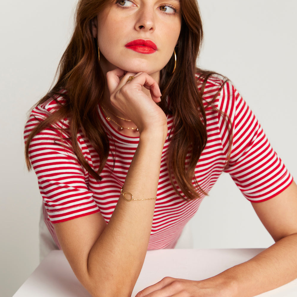 Red and white stripe T-shirt