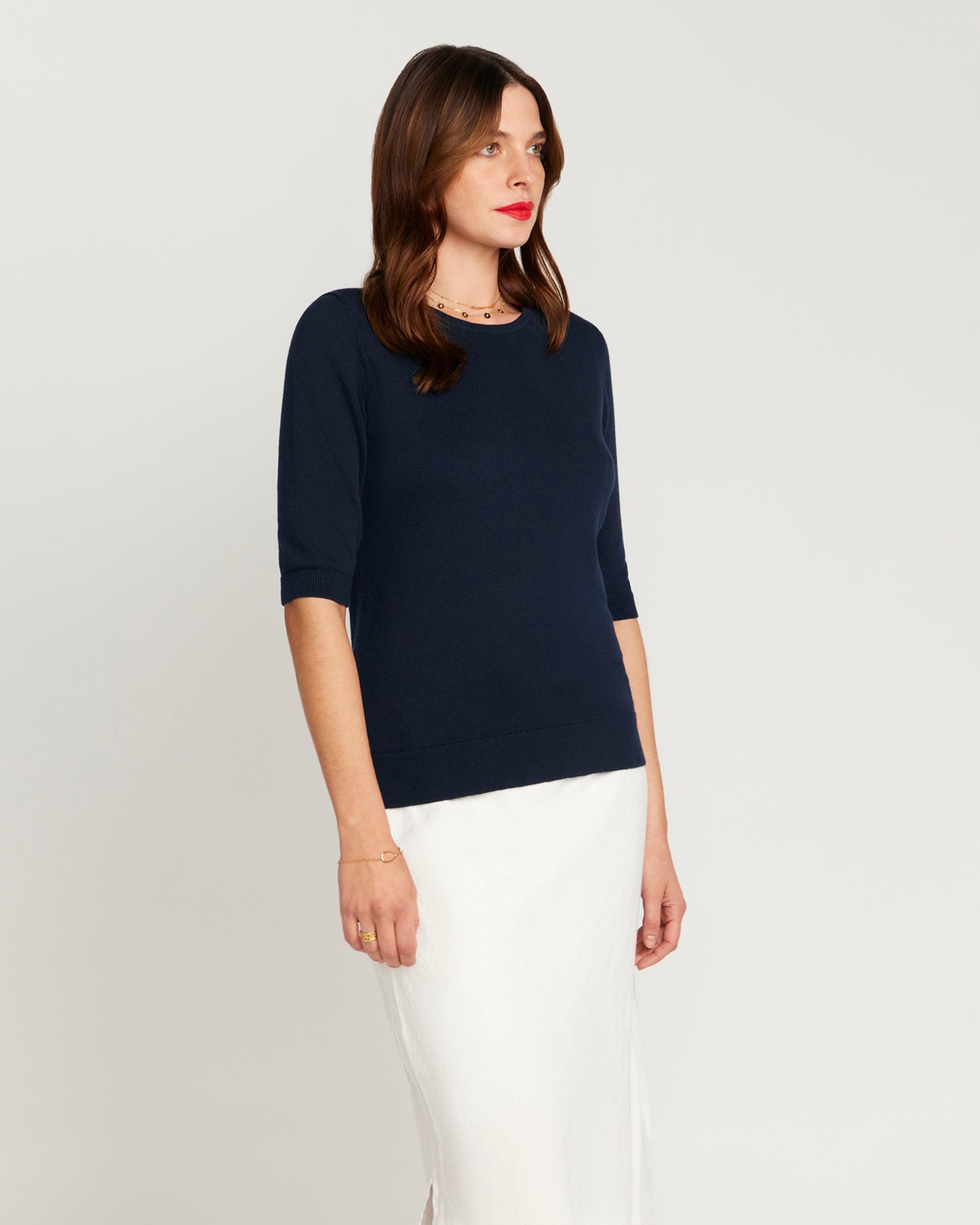 Cotton And Cashmere Top - Navy Blue