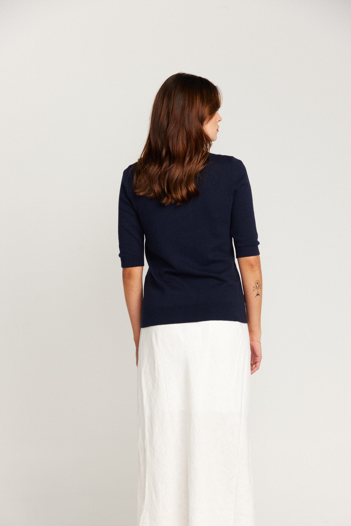 Cotton And Cashmere Top - Navy Blue