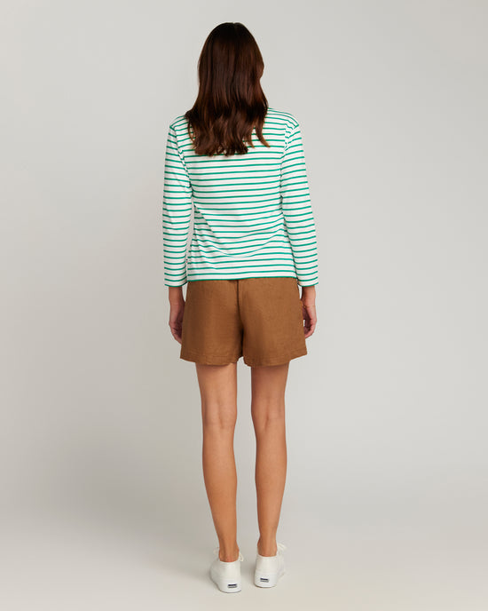 Green Breton Stripe French Top White Base Green Stripe