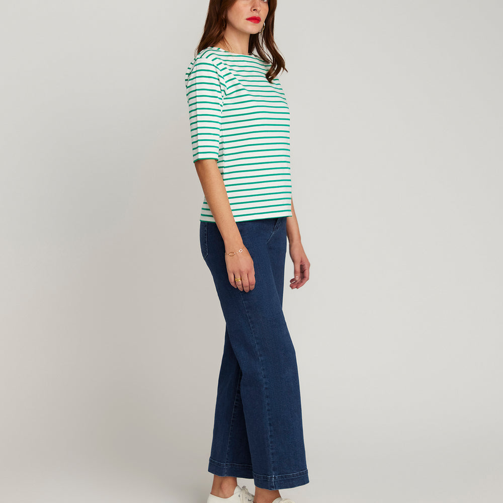 
                      
                        Green Breton Stripe French Tee White Base Green Stripe
                      
                    