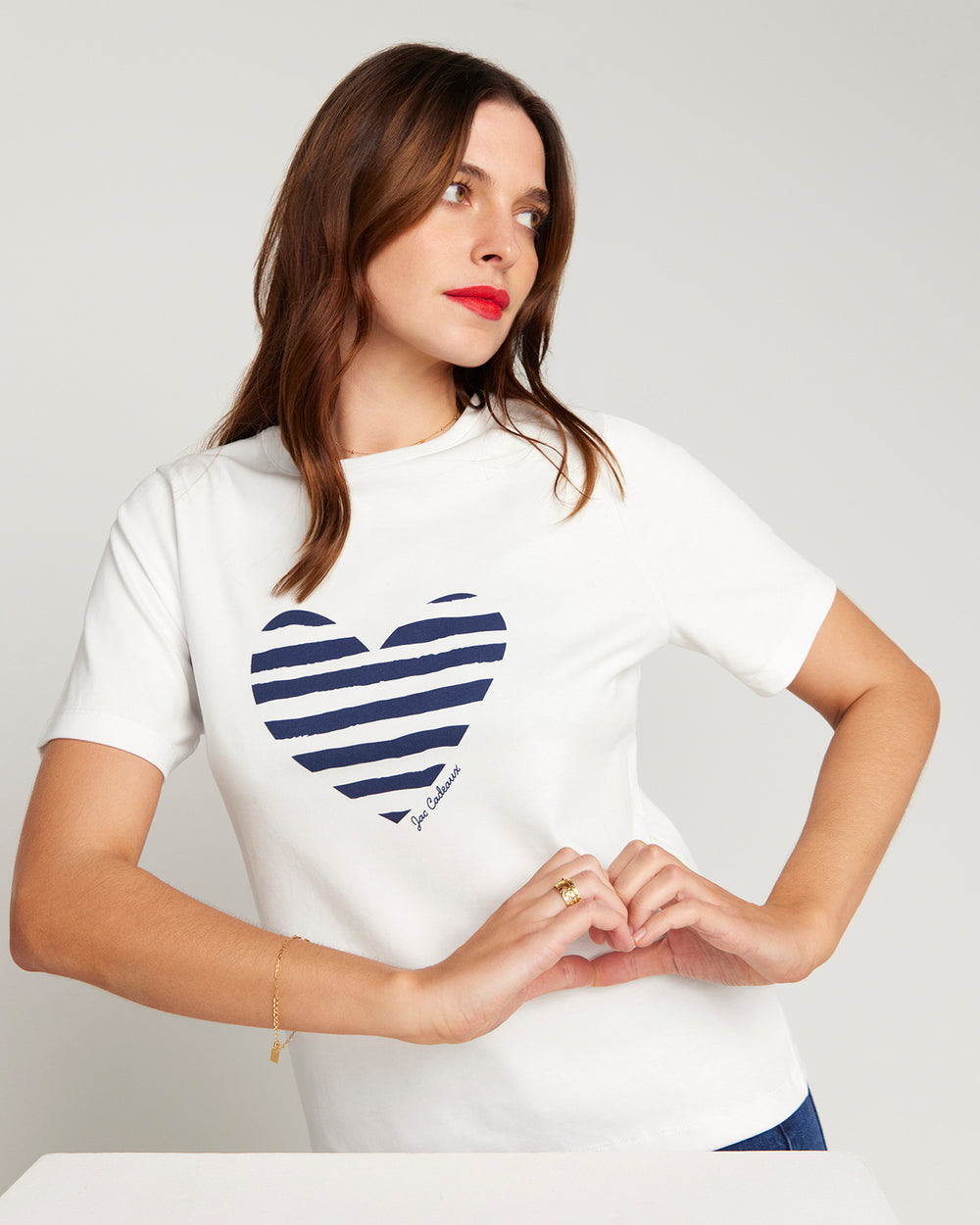 Jac Cadeaux Heart T-shirt Navy Blue