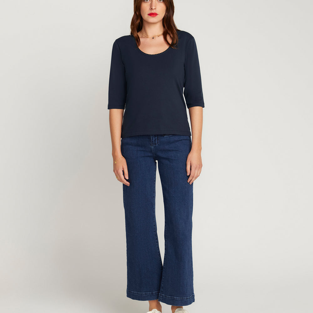 The Scoop Neck French Top - Navy Bleu