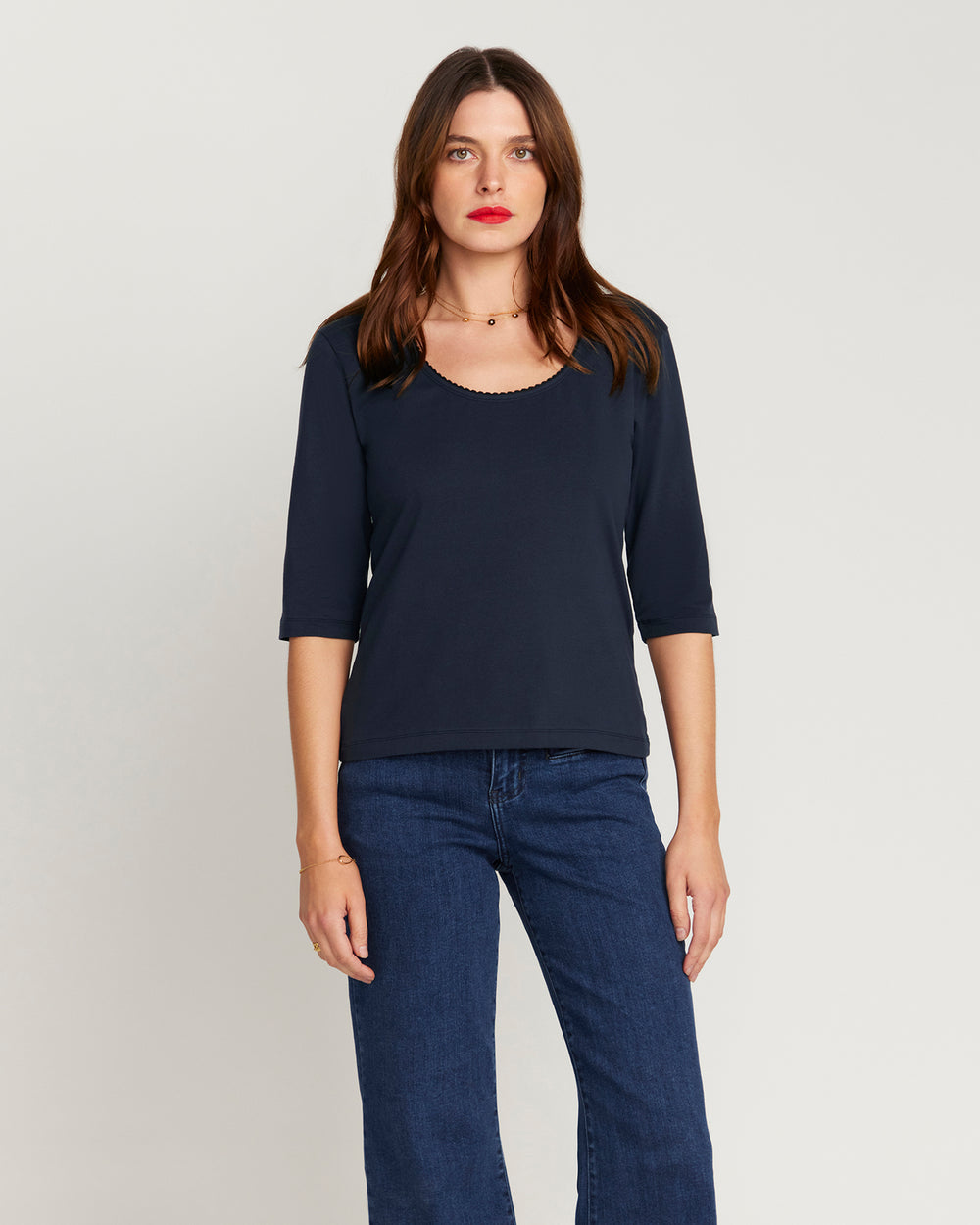 The Scoop Neck French Top - Navy Bleu