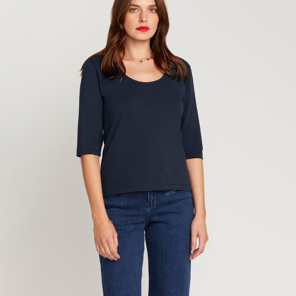 
                  
                    The Scoop Neck French Top - Navy Bleu
                  
                