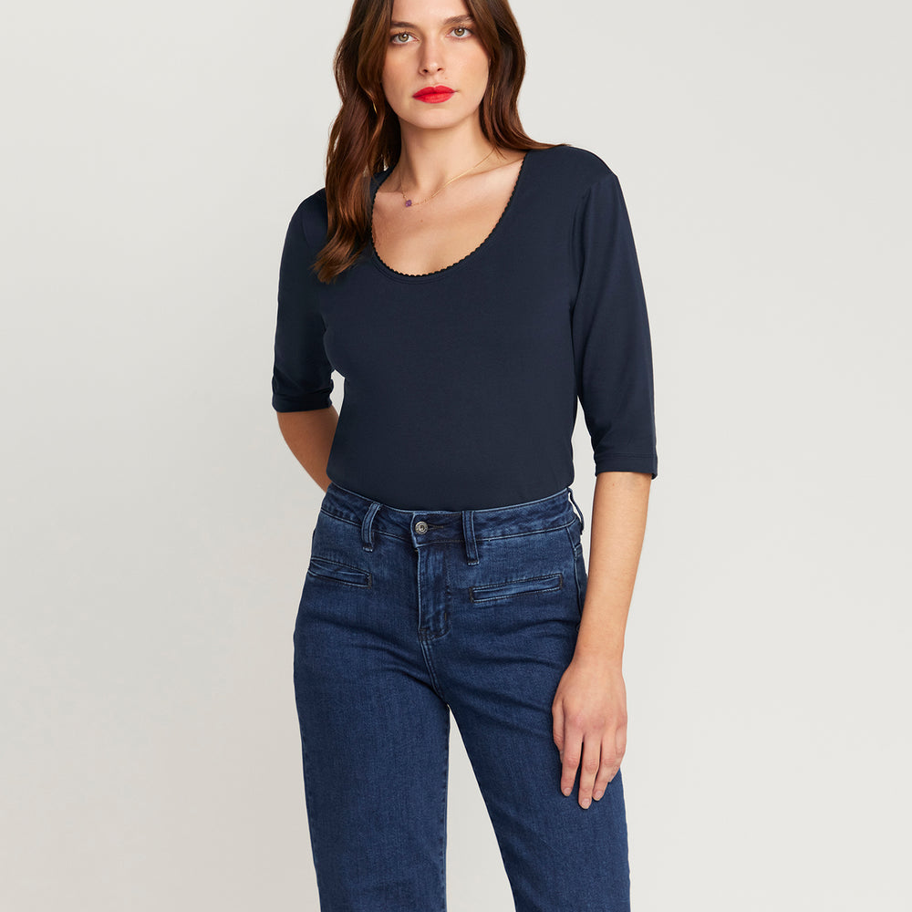 
                  
                    The Scoop Neck French Top - Navy Bleu
                  
                