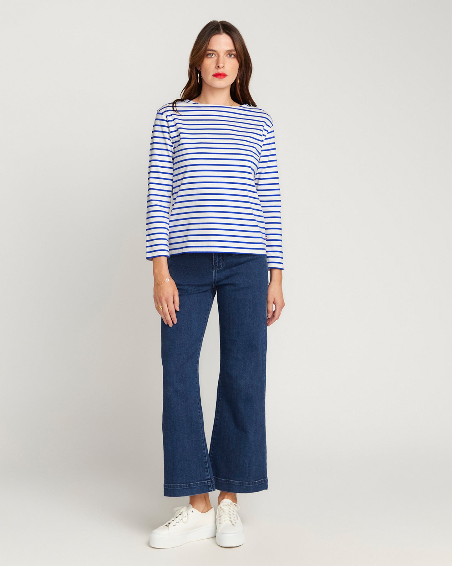 Breton Royal Blue Stripe Top White Base Royal Stripe