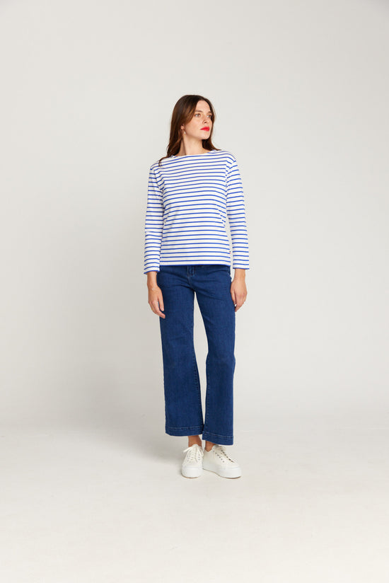 Breton Royal Blue Stripe Top White Base Royal Stripe