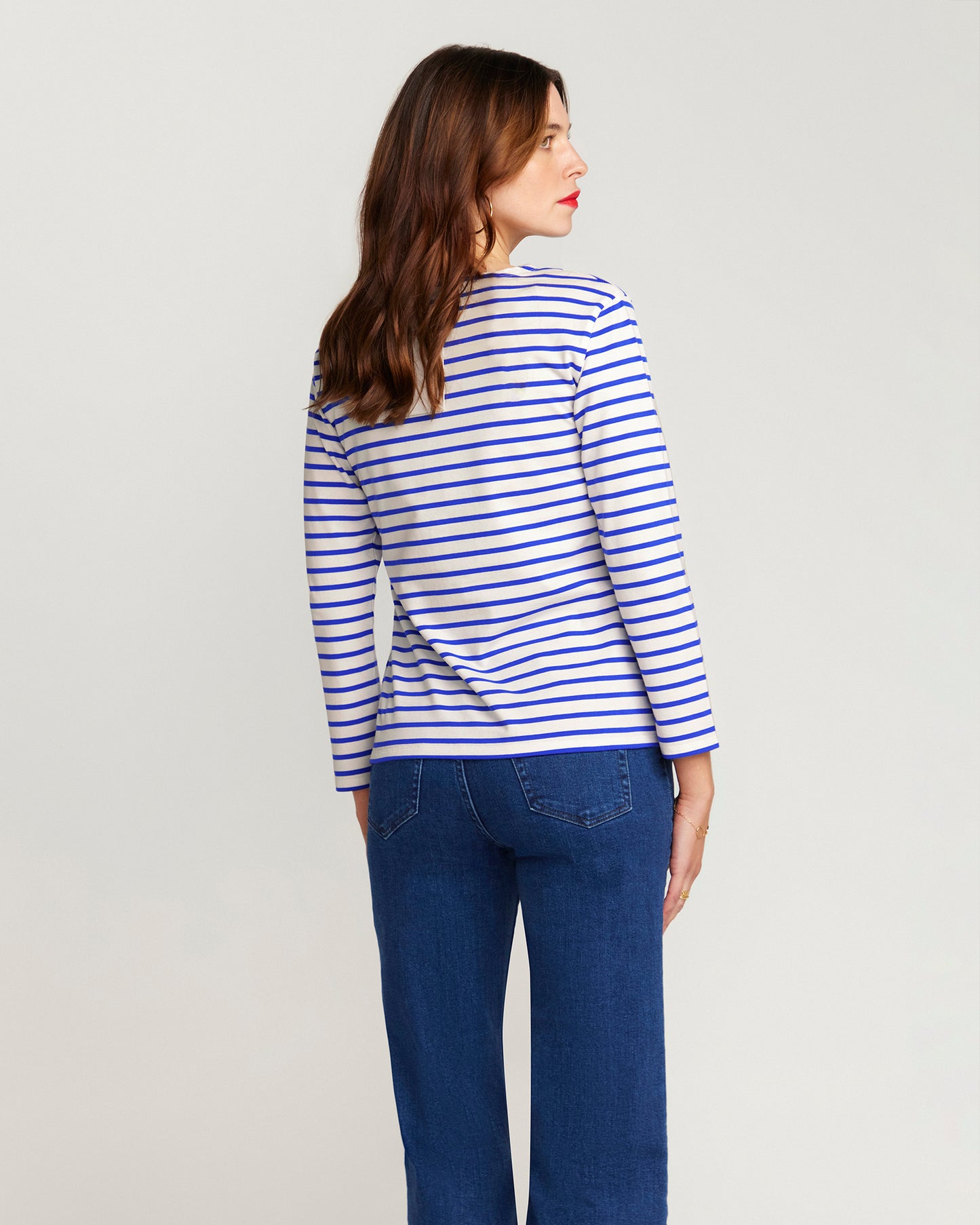 Breton Royal Blue Stripe Top White Base Royal Stripe