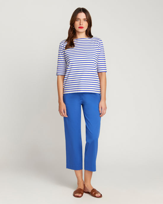 Royal Blue Breton Stripe French Tee  White Base Royal Stripe