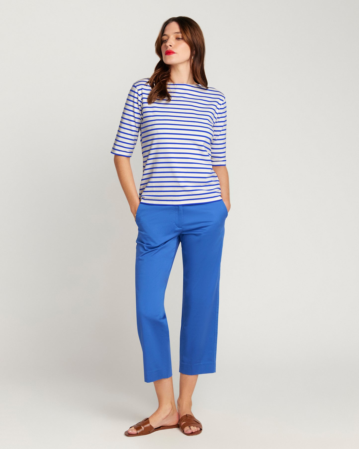 Royal Blue Breton Stripe French Tee  White Base Royal Stripe