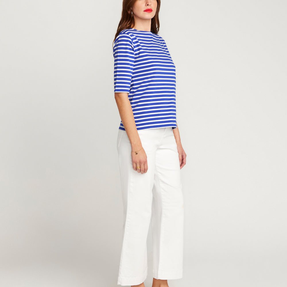 
                      
                        Le Royal Blue Base and White Stripe French Tee Boat Neck
                      
                    