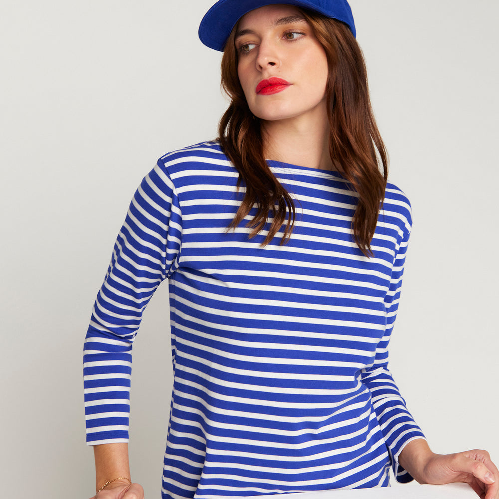 
                      
                        French Breton Boat Neck Top- Royal Blue Base White Stripe
                      
                    