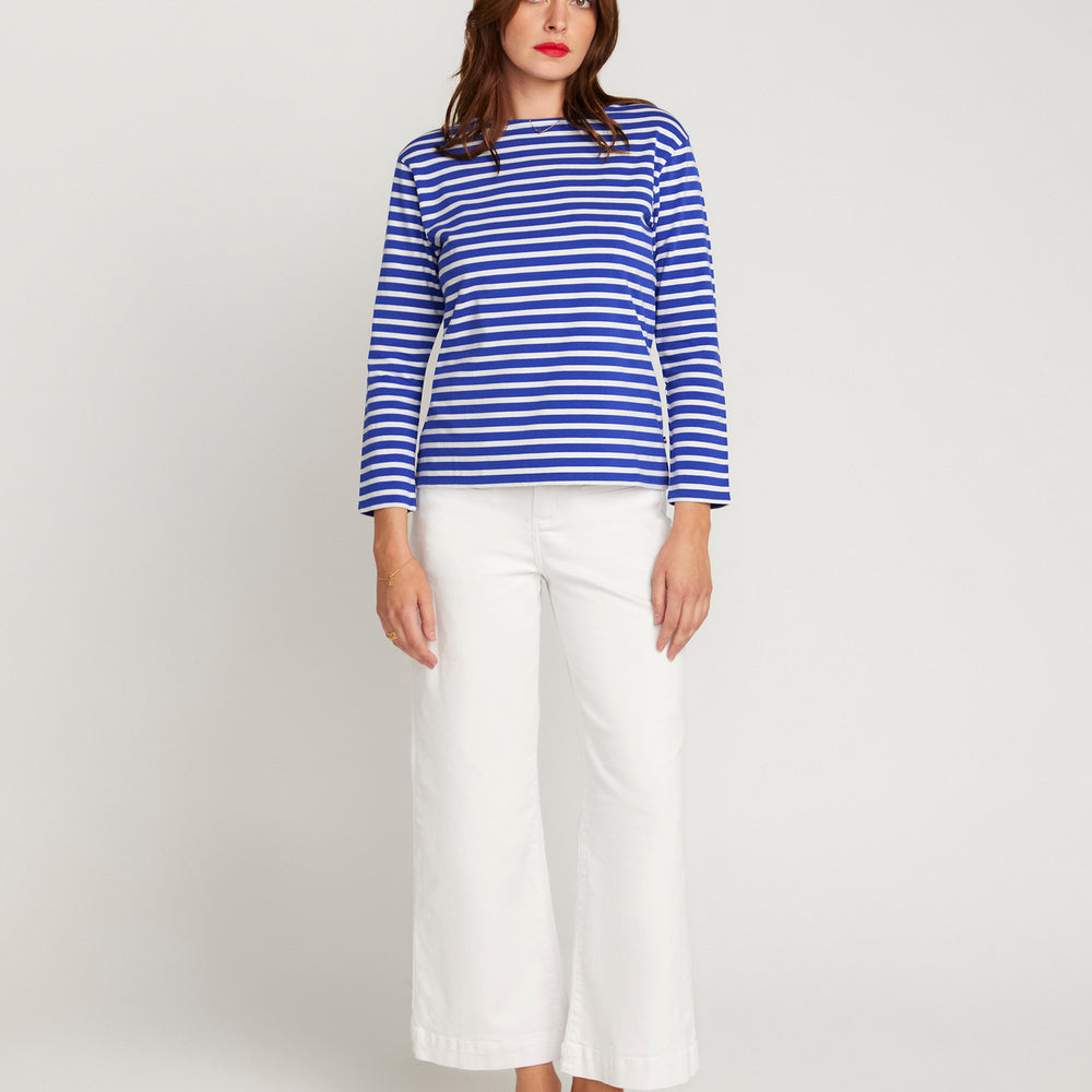 
                      
                        French Breton Boat Neck Top- Royal Blue Base White Stripe
                      
                    