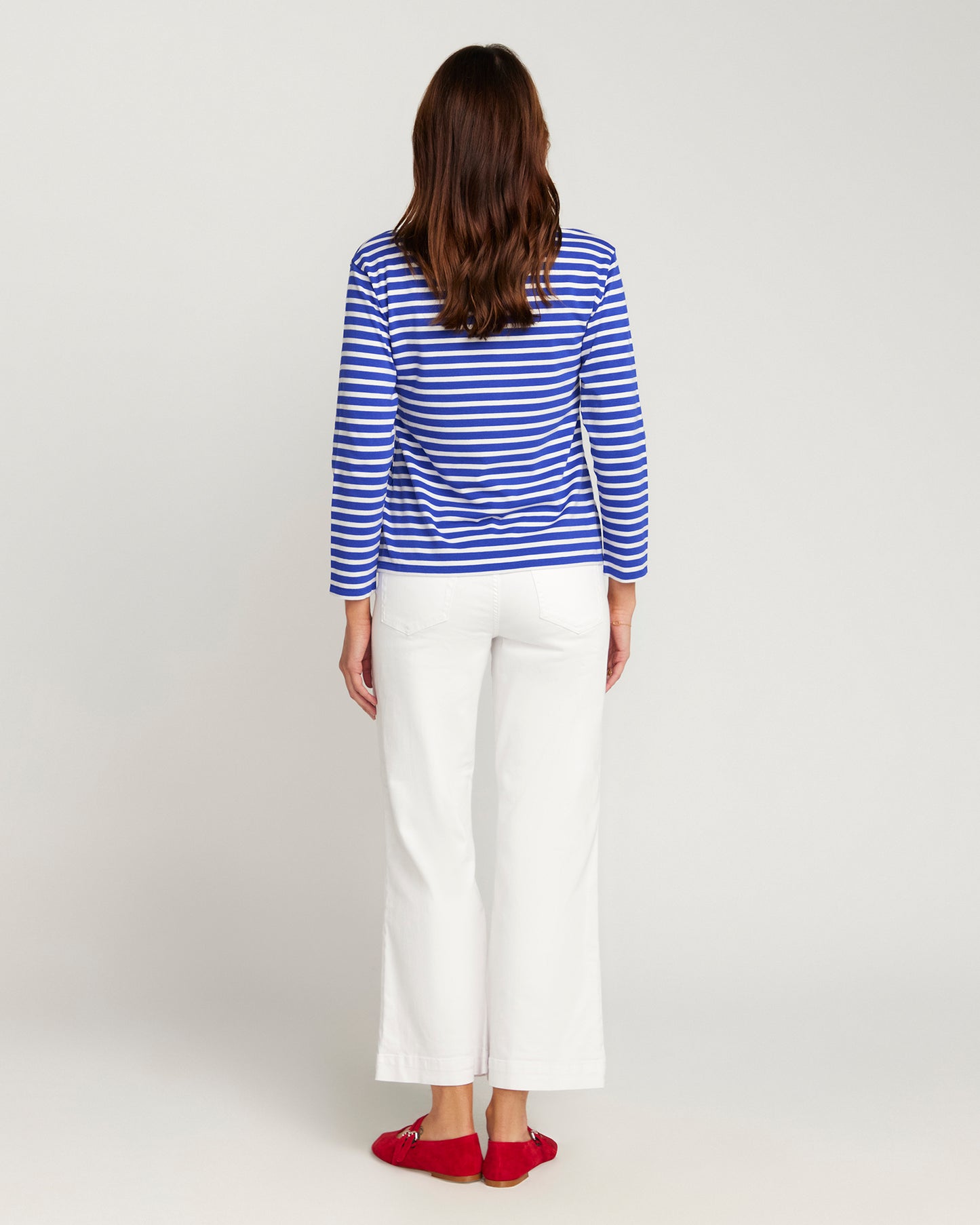 French Breton Boat Neck Top- Royal Blue Base White Stripe