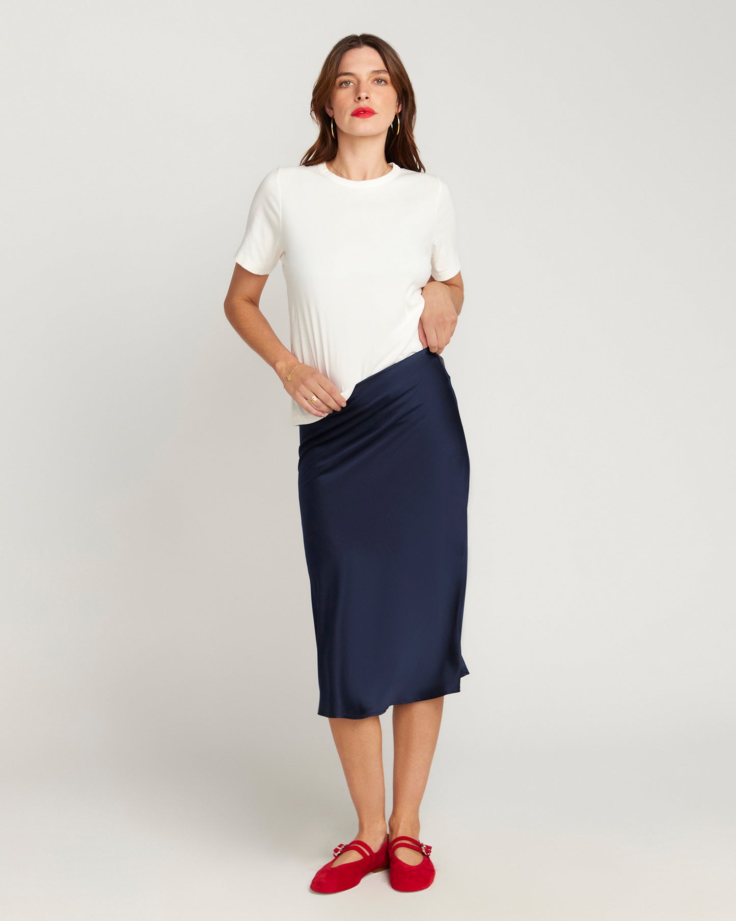 Silk Skirt Navy Blue