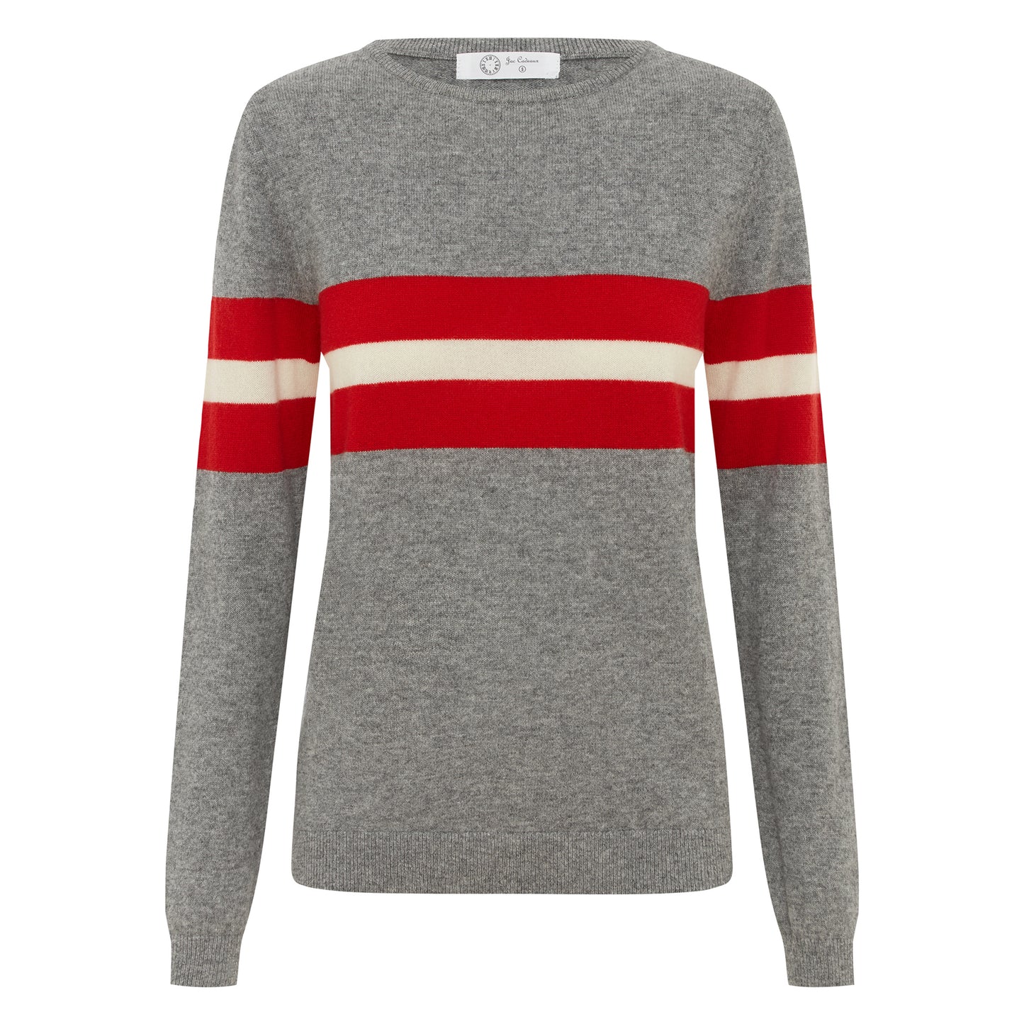 Cashmere & Wool French Racer Crewneck Sweater - GREY