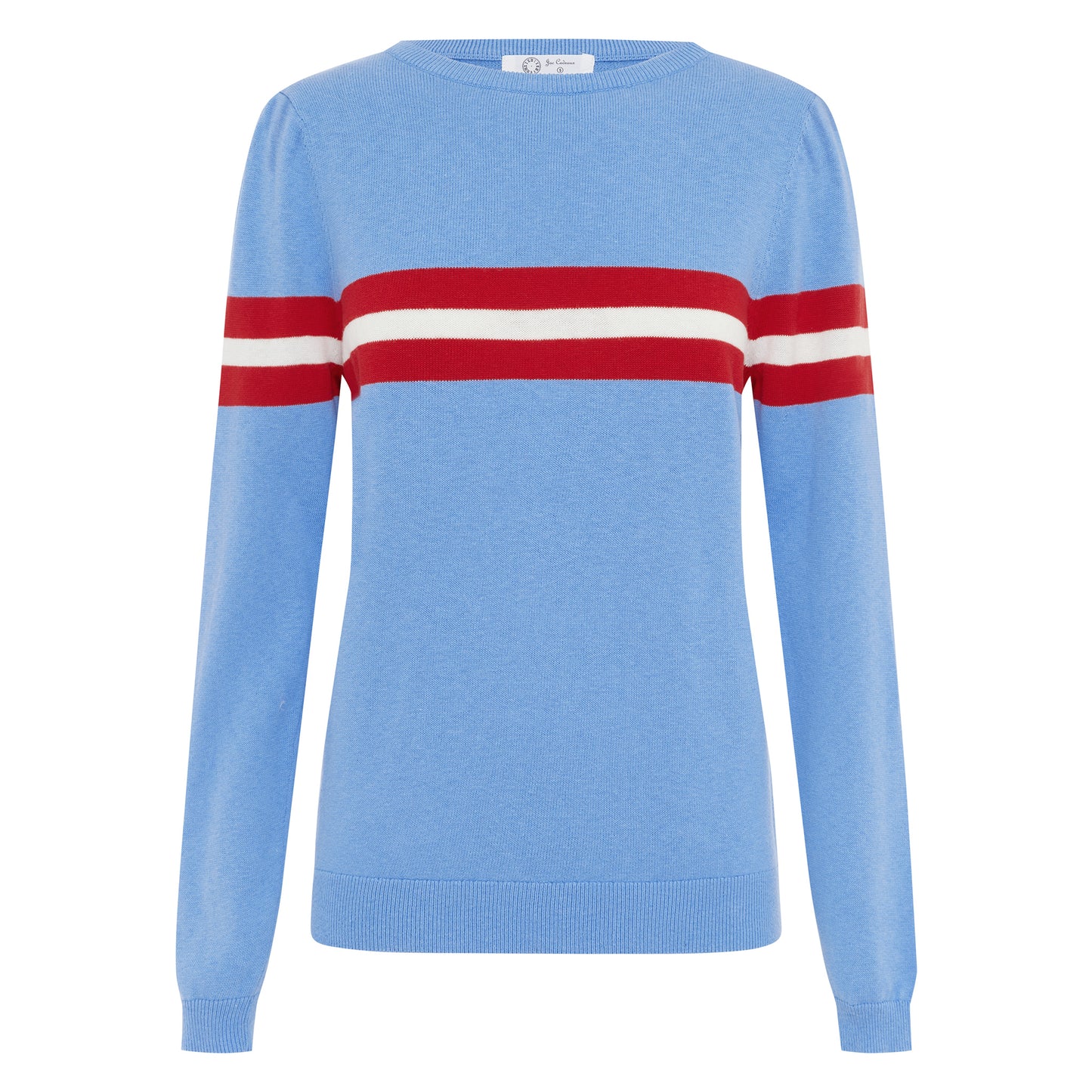 Cotton & Cashmere French Racer Crewneck Sweater - Powder Blue