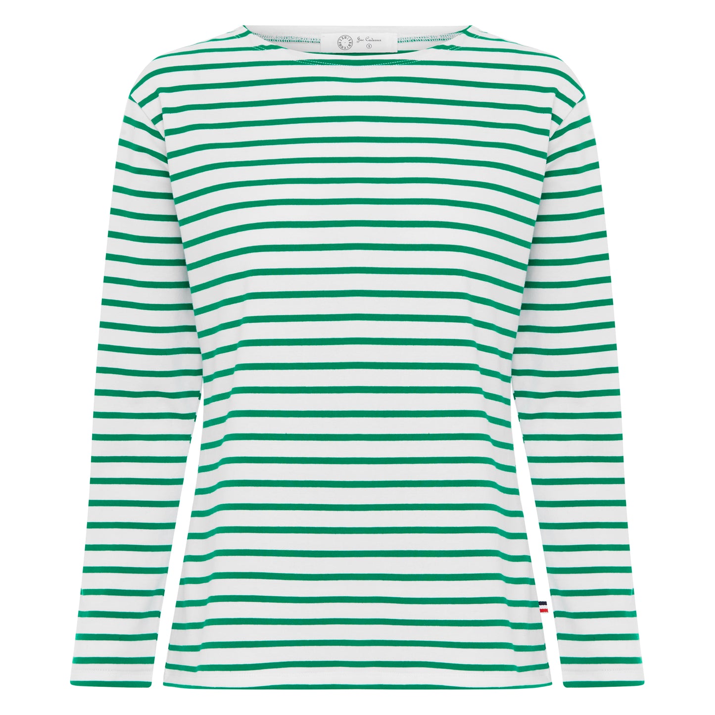 Green Breton Stripe French Top White Base Green Stripe