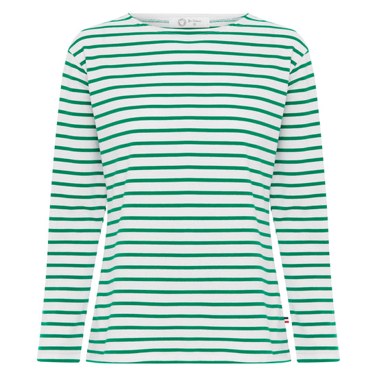 Green Breton Stripe French Top White Base Green Stripe