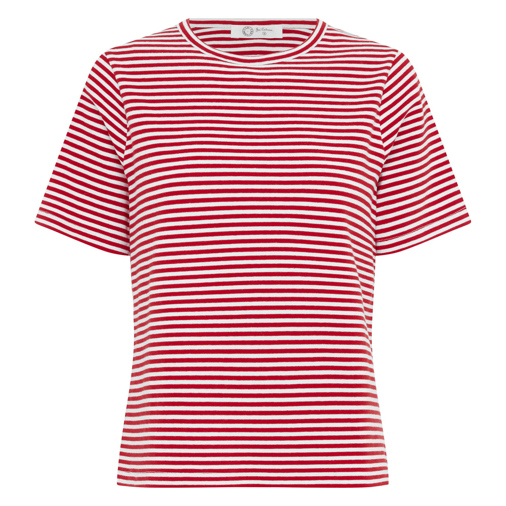 
                      
                        Red and white stripe T-shirt
                      
                    