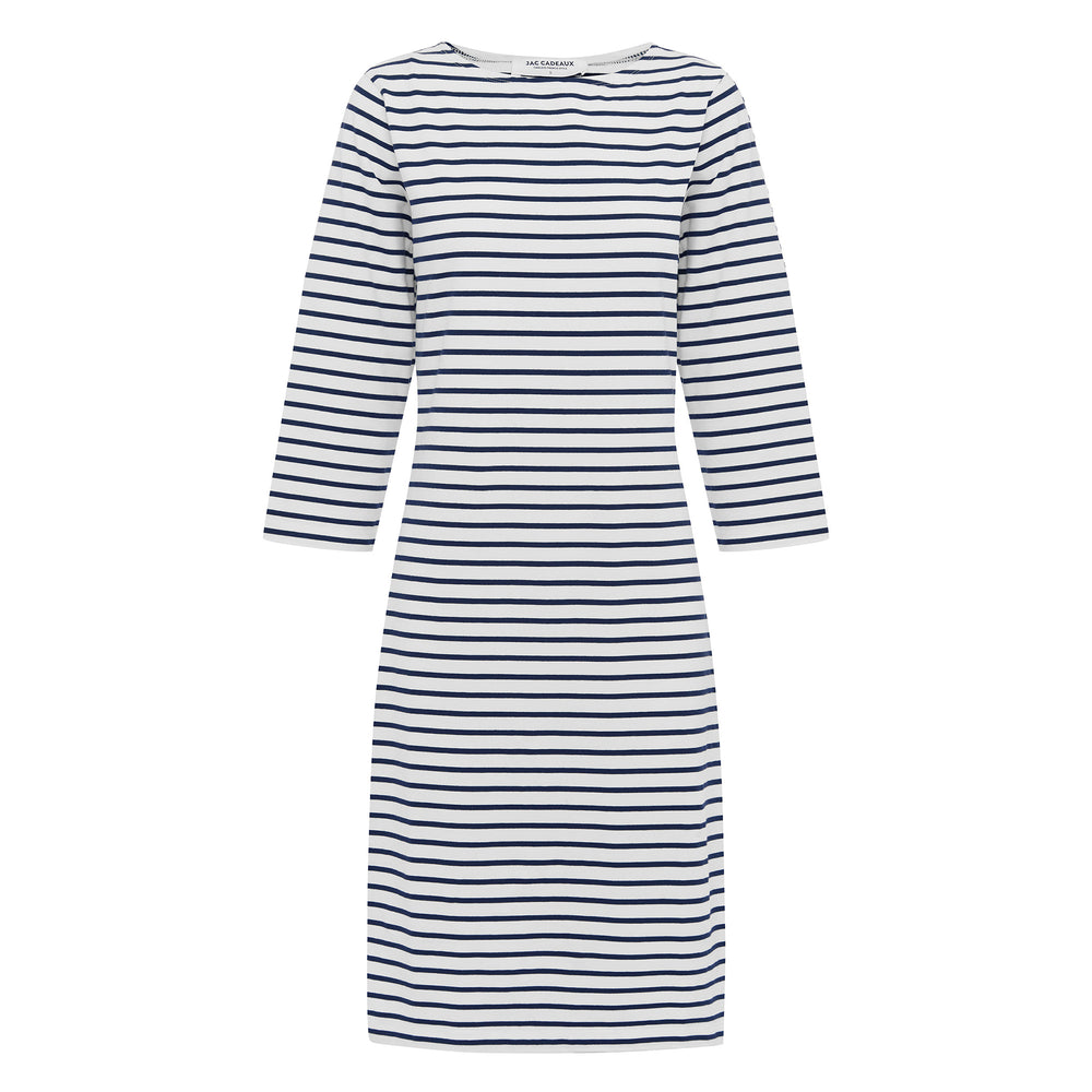 
                      
                        Brigitte Dress - White With Navy Stripe
                      
                    