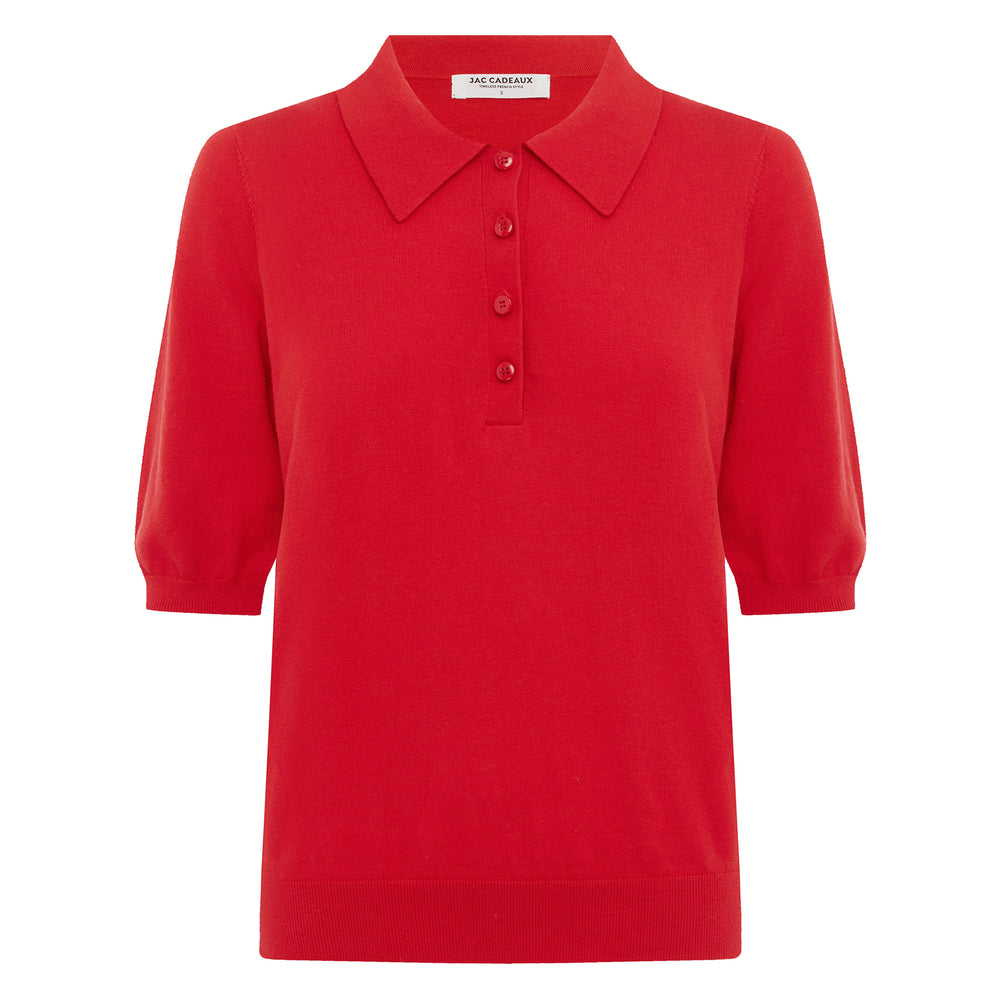 
                      
                        Cotton And Cashmere Polo Top - Red
                      
                    