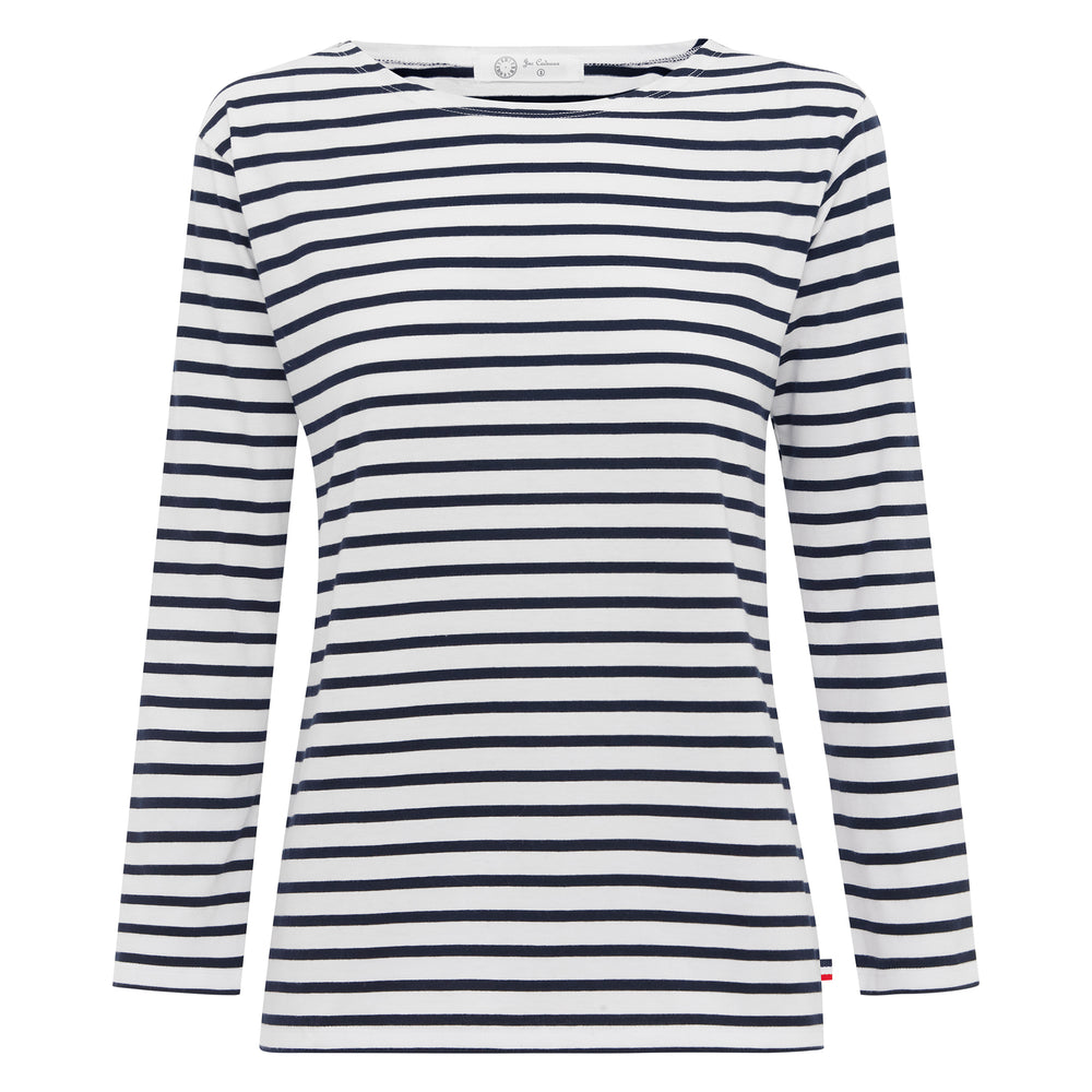 
                      
                        French Breton Boat Neck Top- White Base Navy Blue Stripe
                      
                    