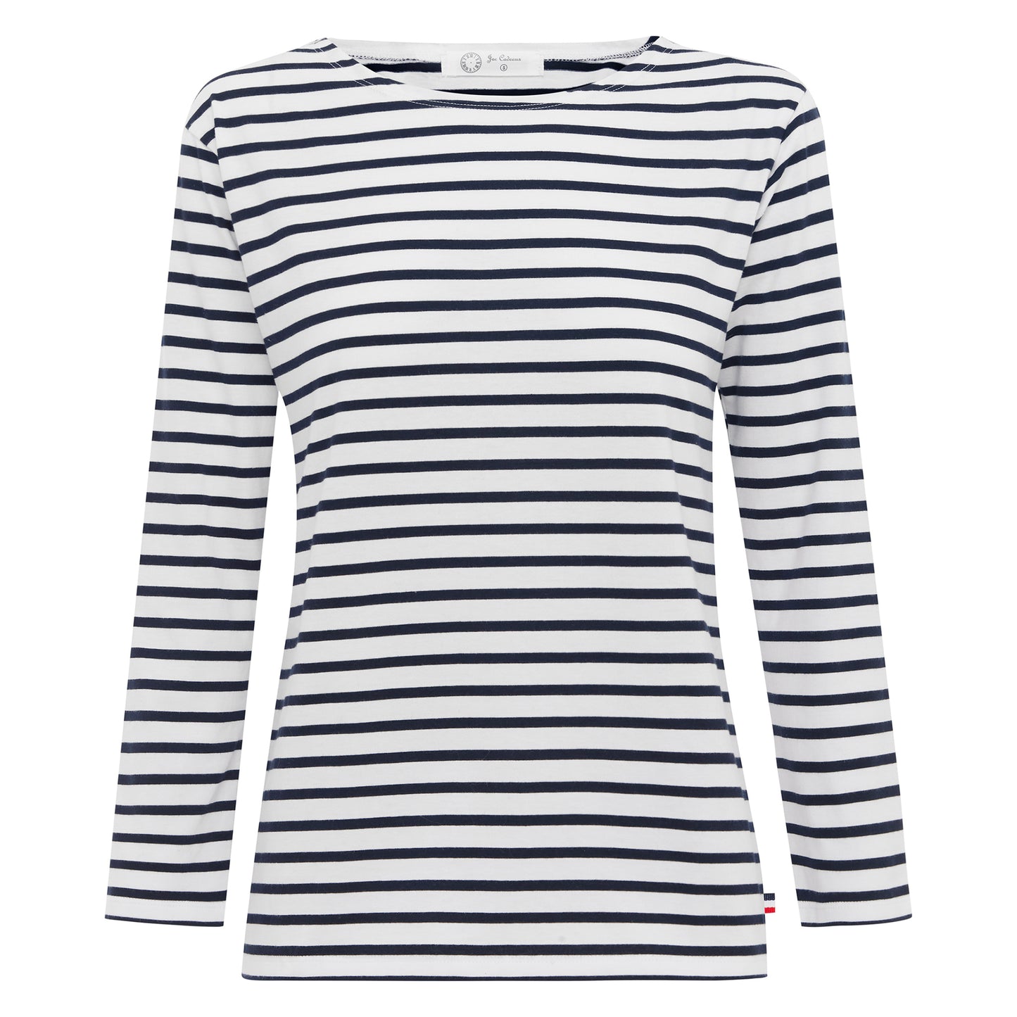 White Navy Striped Boat Neck Top Breton Womens Long Sleeve Top