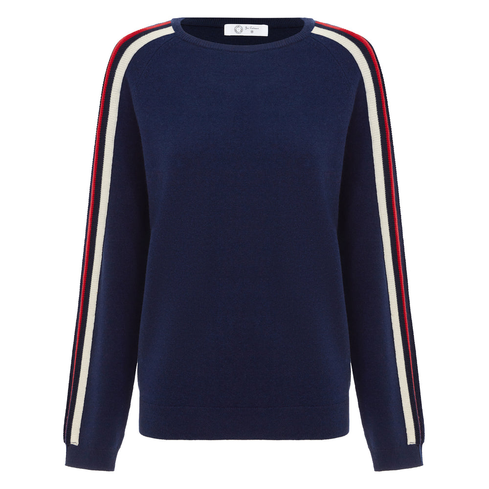 
                      
                        Cashmere & Wool French Racer Crewneck Sweater-Navy PREORDER END MARCH
                      
                    