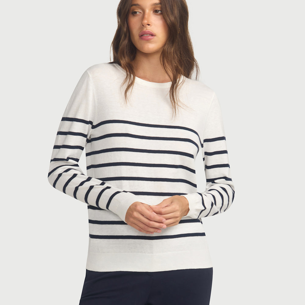 
                      
                        Cotton And Cashmere Breton Sweater Cream Base Navy Stripe
                      
                    