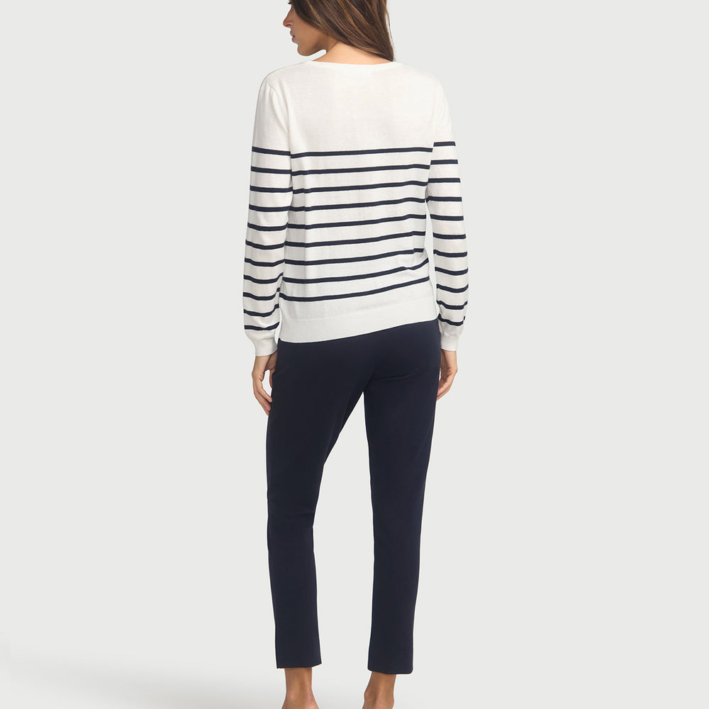 
                      
                        Cotton And Cashmere Breton Sweater Cream Base Navy Stripe
                      
                    