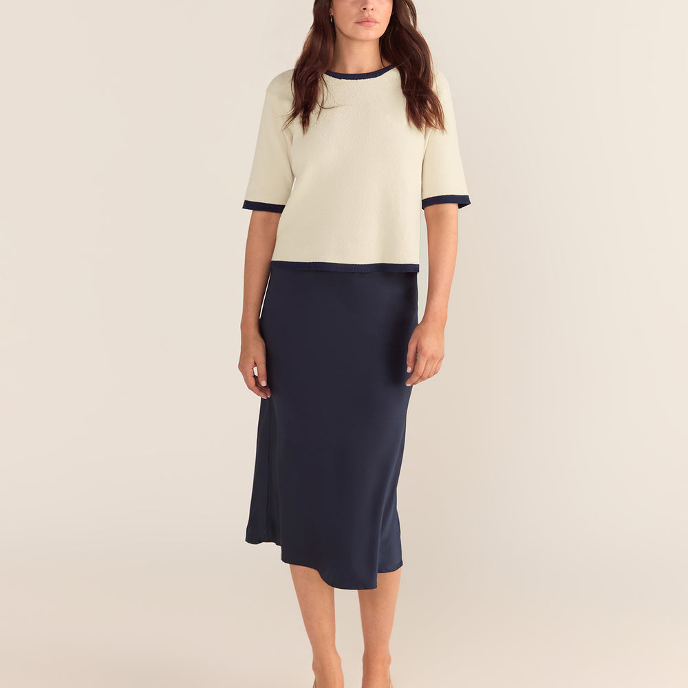 Silk Skirt Navy Blue