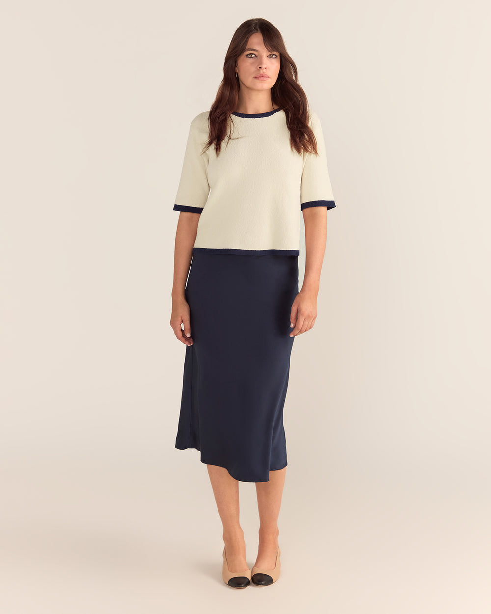 Silk Skirt Navy Blue