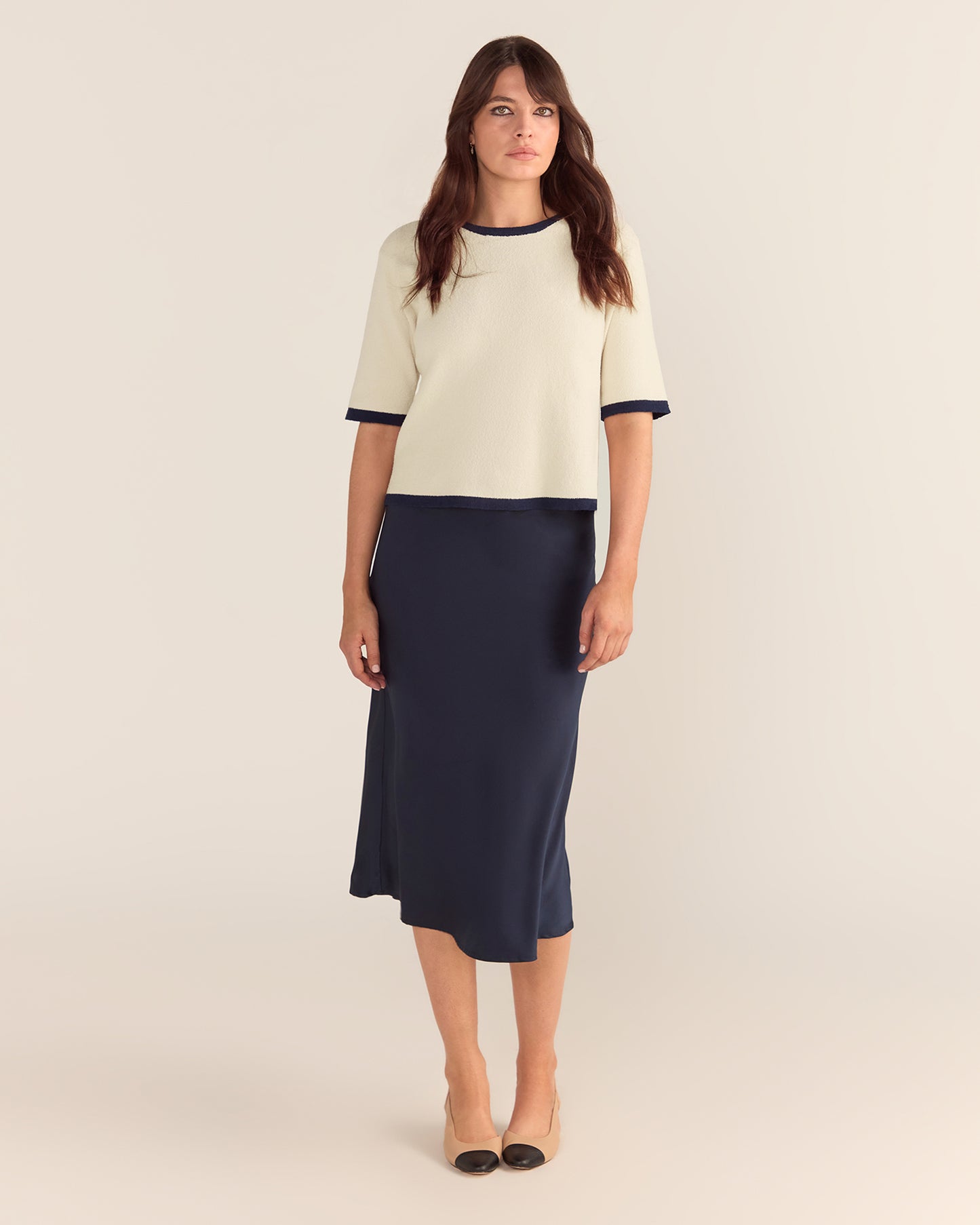 Silk Skirt Navy Blue