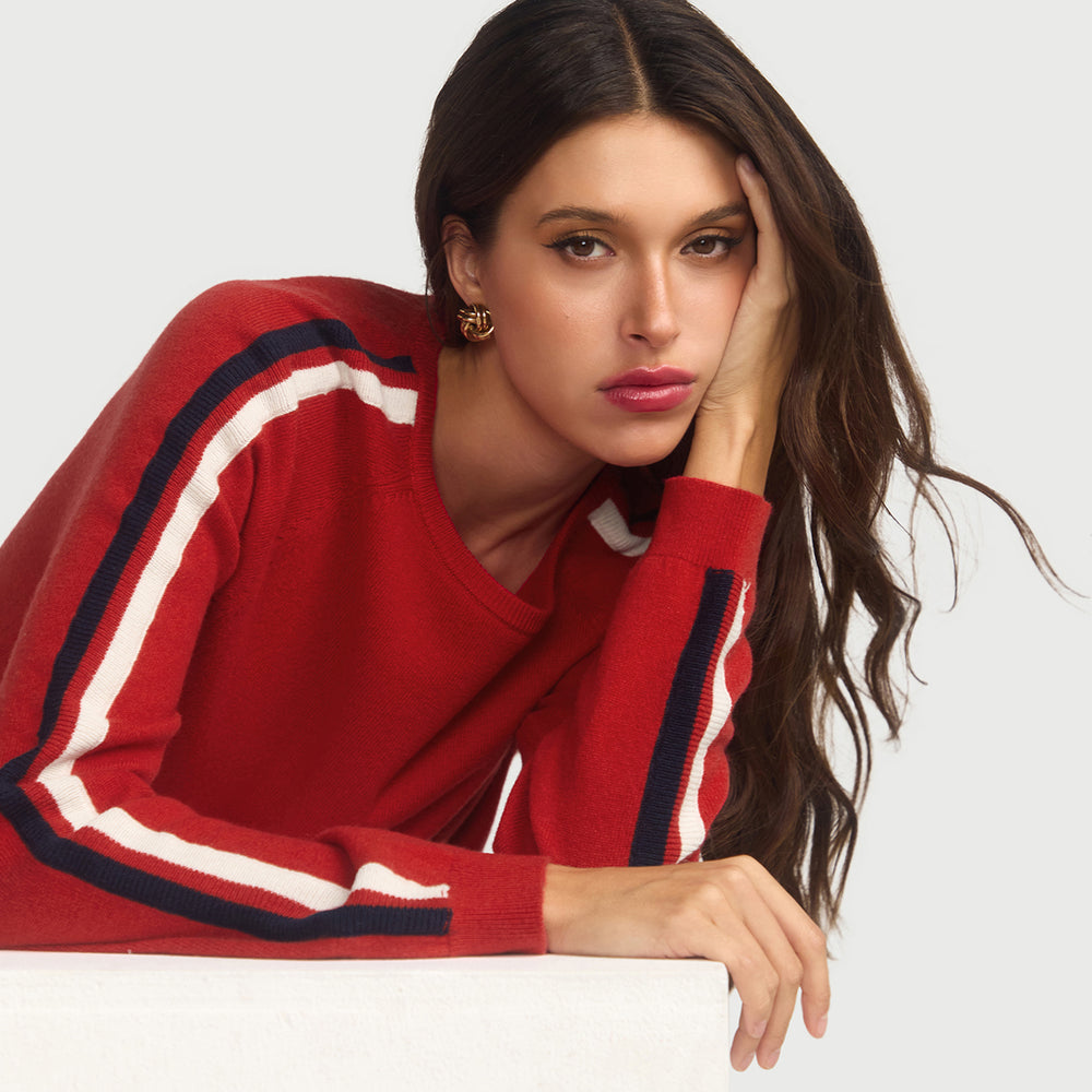 
                      
                        Cashmere & Wool French Racer Crewneck Sweater - RED PREORDER END MARCH
                      
                    