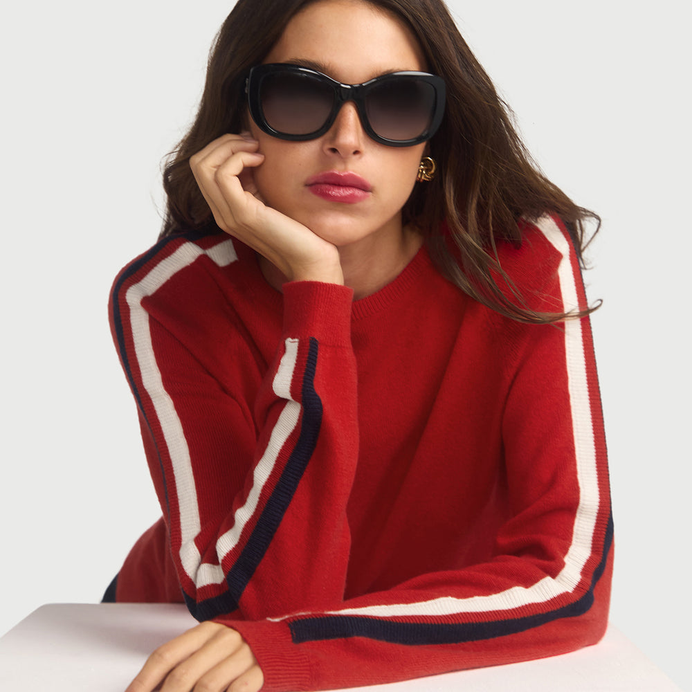 
                      
                        Cashmere & Wool French Racer Crewneck Sweater - RED PREORDER END MARCH
                      
                    