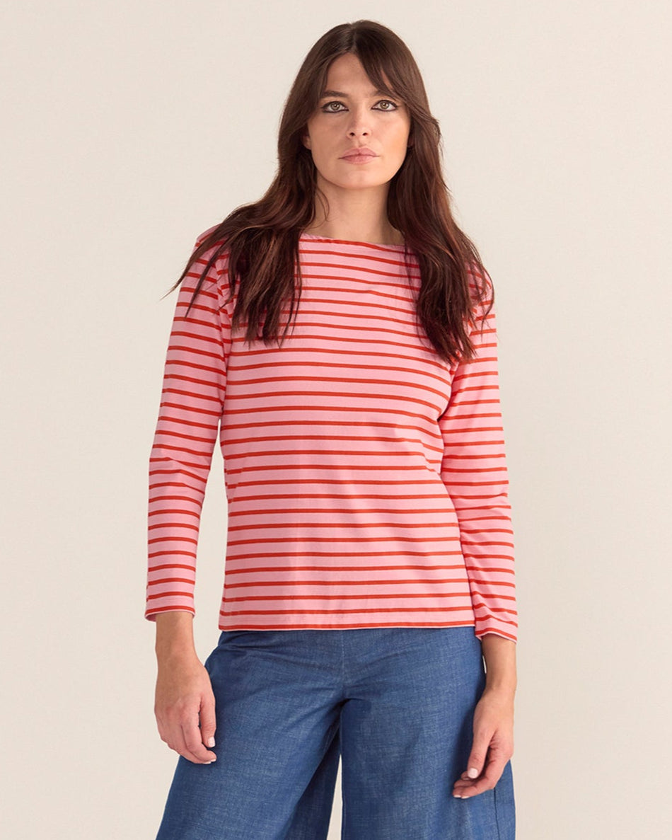 Breton Stripe French Top Pink Base Red Stripe