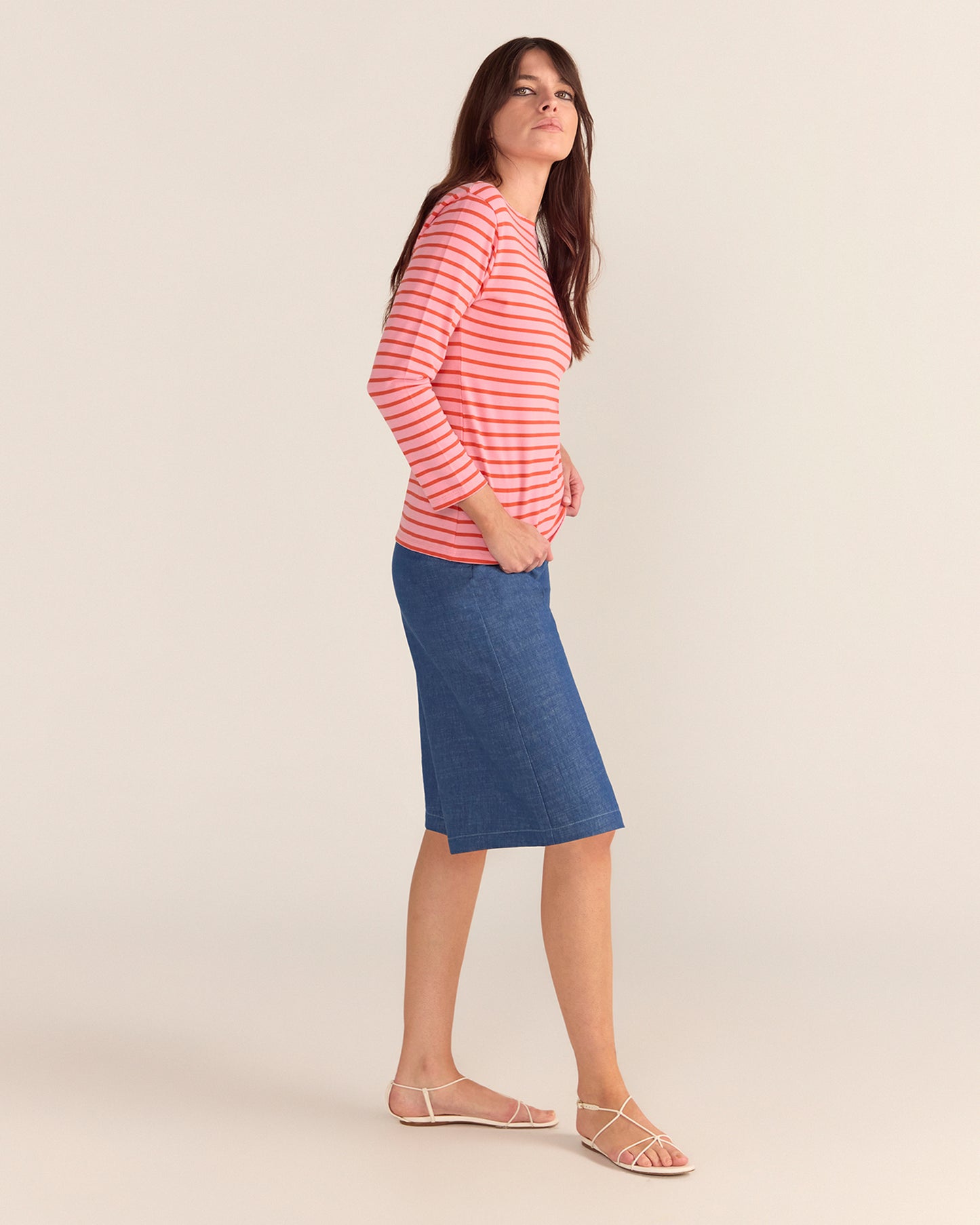 Breton Stripe French Top Pink Base Red Stripe